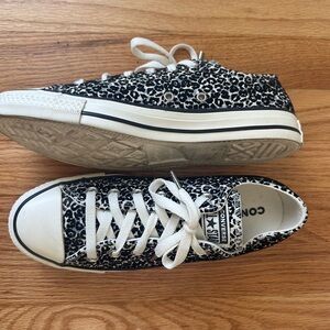 Converse Black and White Leopard Print Sneakers